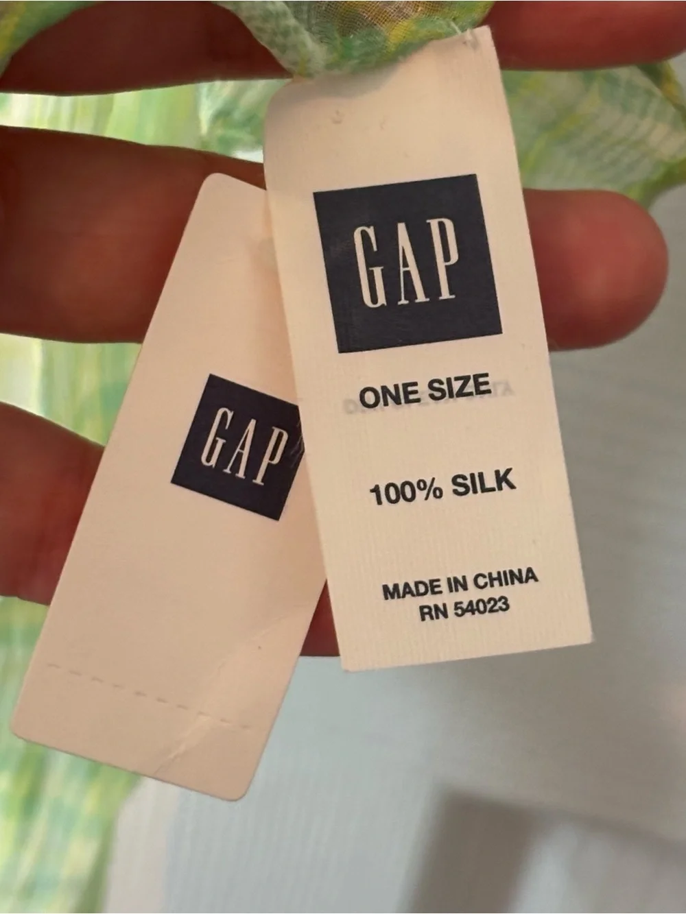 NWT Gap vintage 2006 green white silk skinny scarf Y2K
